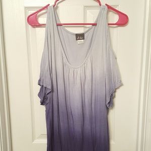 Purple ombre cold shoulder top